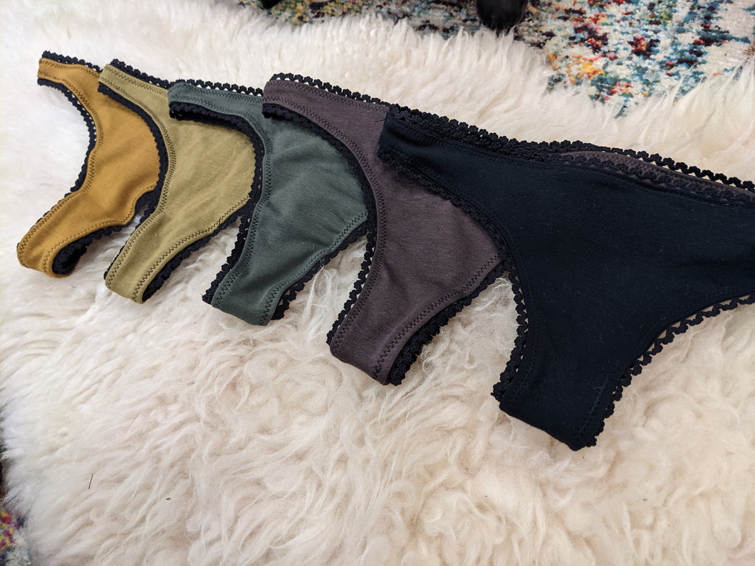Lace Hem Thong Panties | 5 Pack