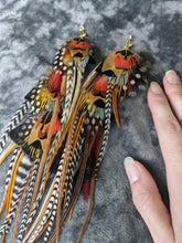 Load image into Gallery viewer, Feather Statement Earrings | Red
